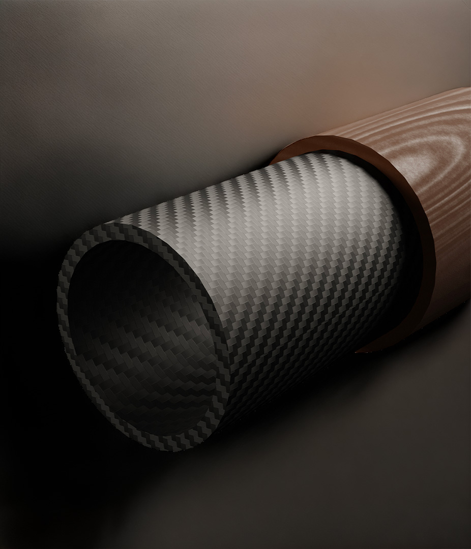 Armour component by Moitech combining carbon fiber and wood for custom nautical design - 11