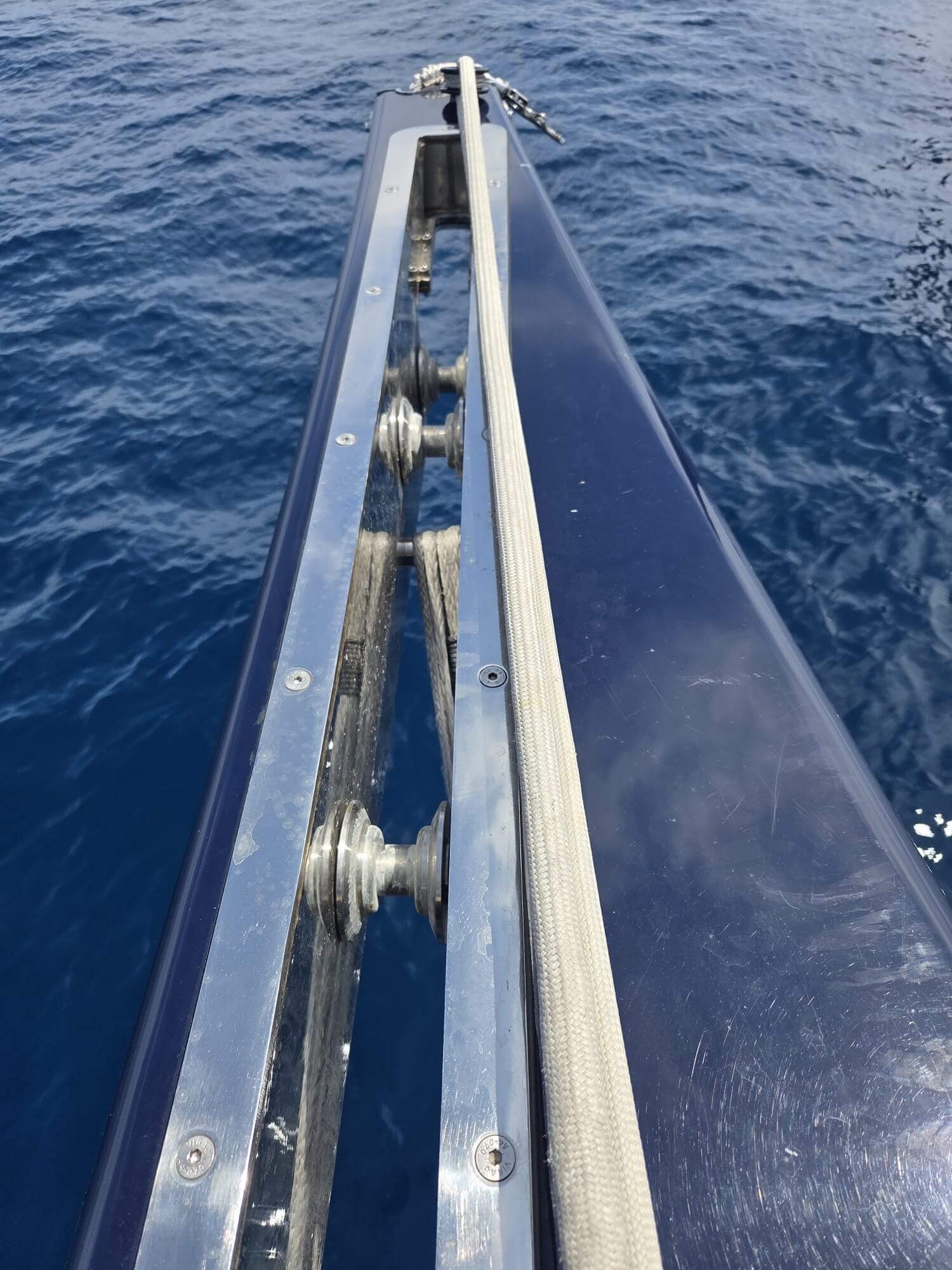 Custom carbon fiber bowsprit developed by Moitech: from CAD 3D modeling and lamination to final test fitting on site. - 2